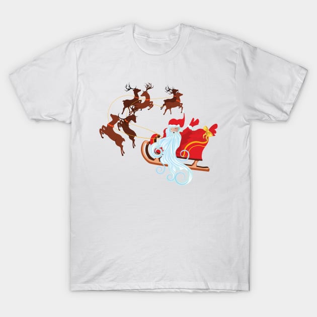 Santa in Sleigh T-Shirt by AnnArtshock